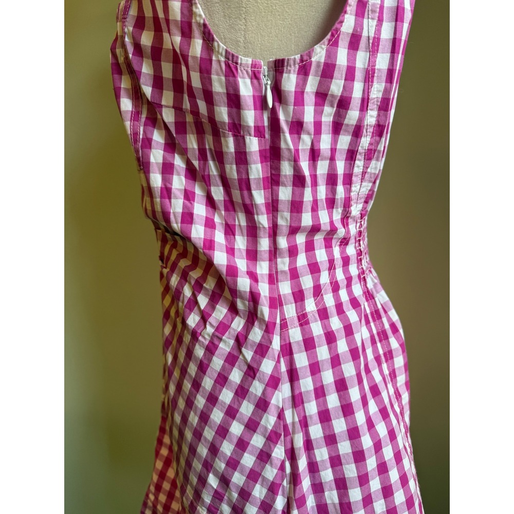 Pink White Gingham Sleeveless Shirt Dress Button costal preppy Derek lam mini 8 - Picture 7 of 11